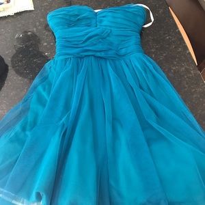 Blue tulle strapless dress